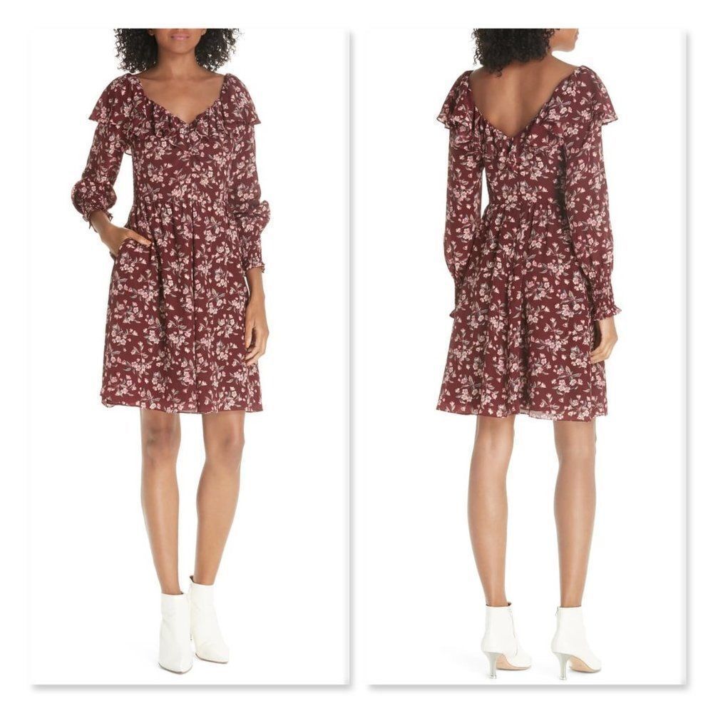 Rebecca Taylor Tilda Floral Silk Ruffle Dress